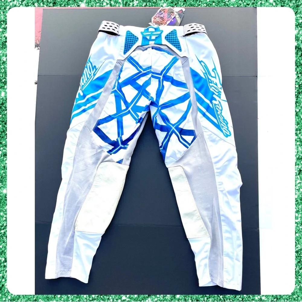 New FLY RACING White Blue Motocross Pants Motor Sports Gear Adults Size 28S